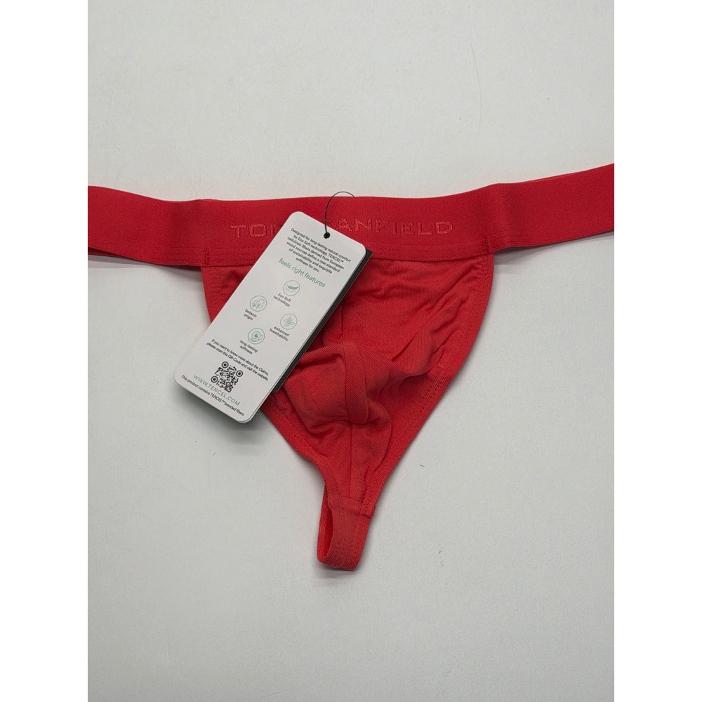 Todd Sanfield Red Tencel Thong Underwear Logo Waistband Mens XS